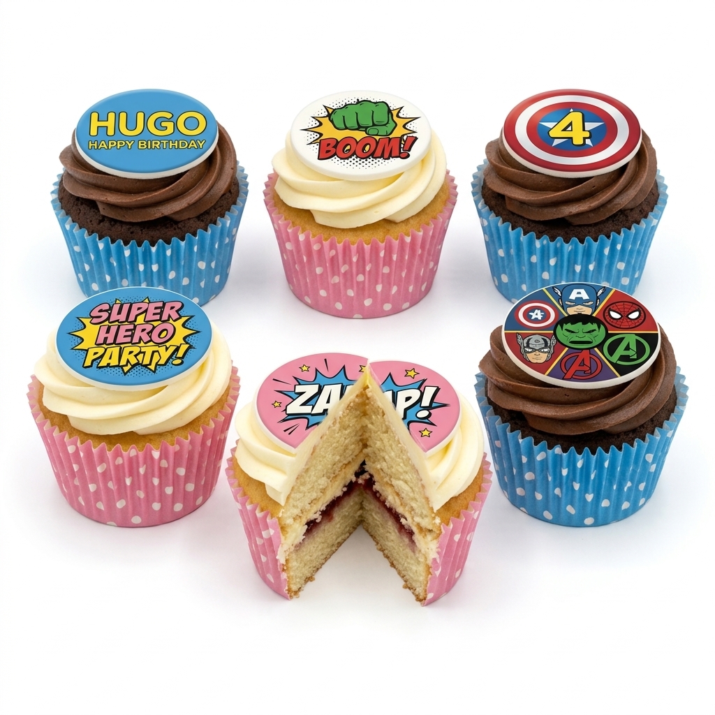 Action-Packed Superhero Birthday Cupcakes