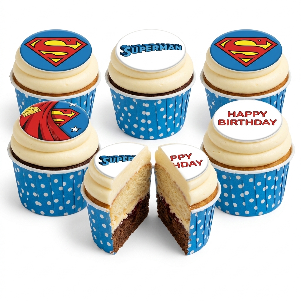 Superman Birthday Cupcakes