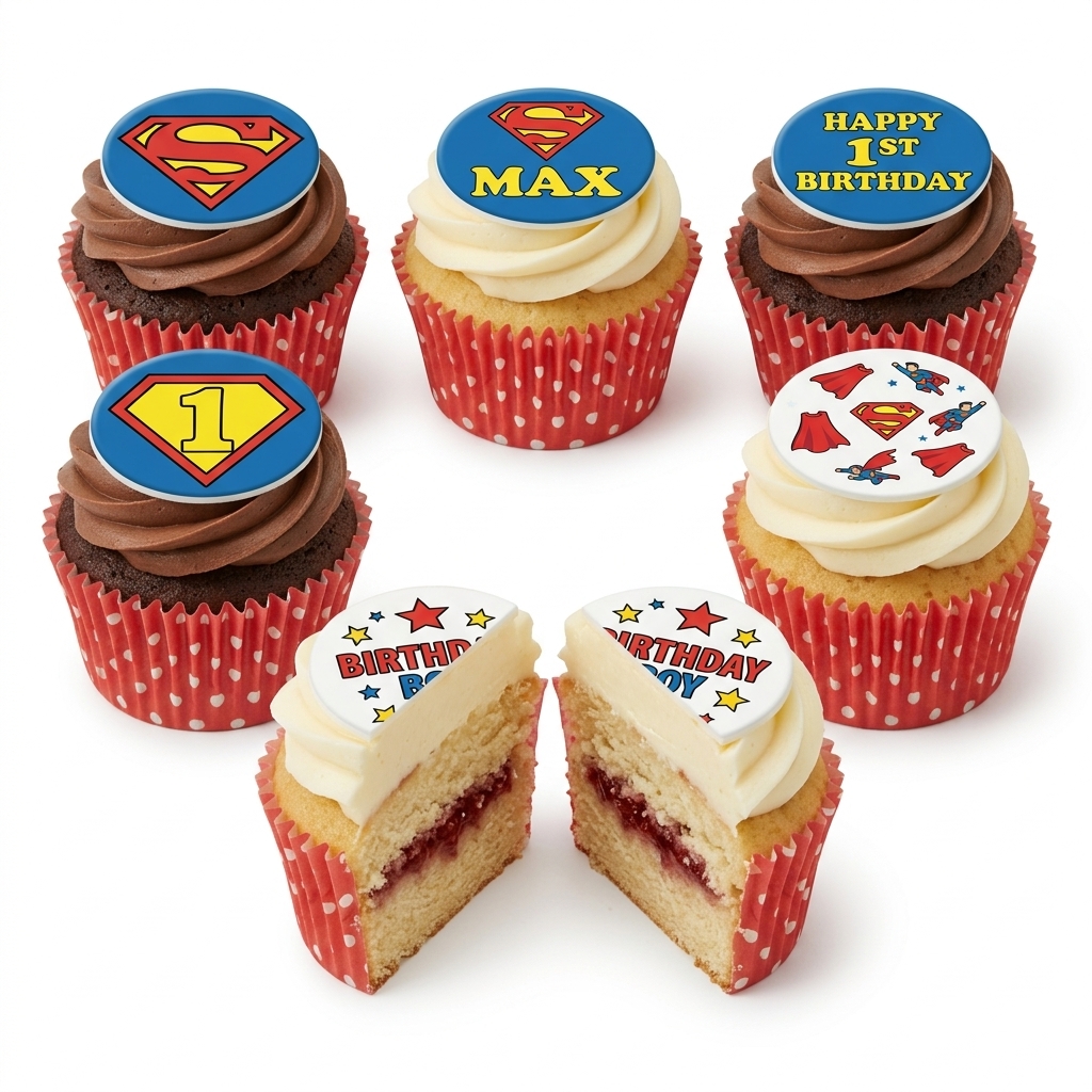 Superman Birthday Cupcakes