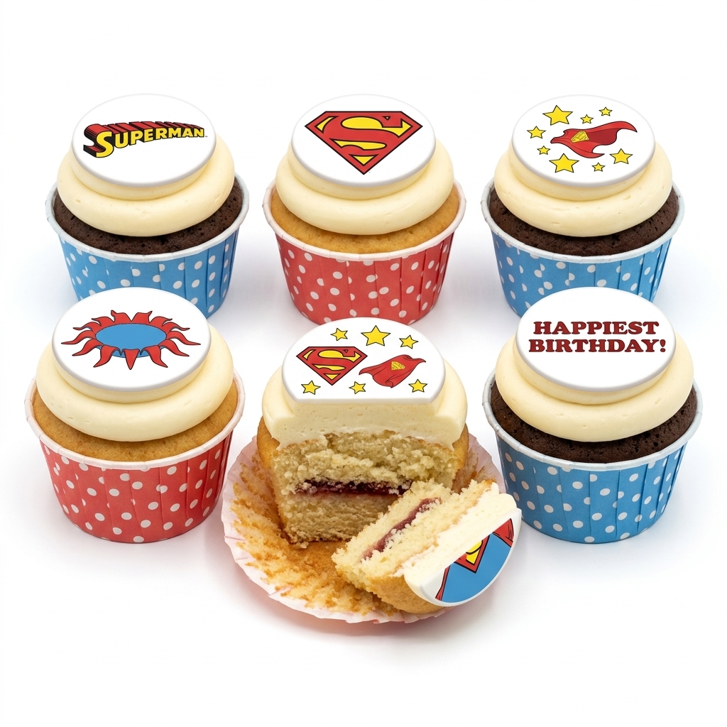 Superman Birthday Cupcakes