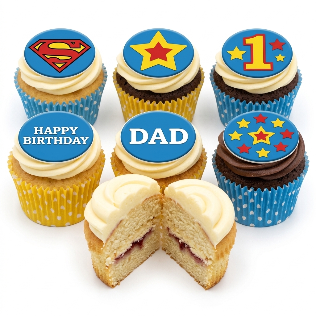 Superhero Theme Birthday Cupcakes