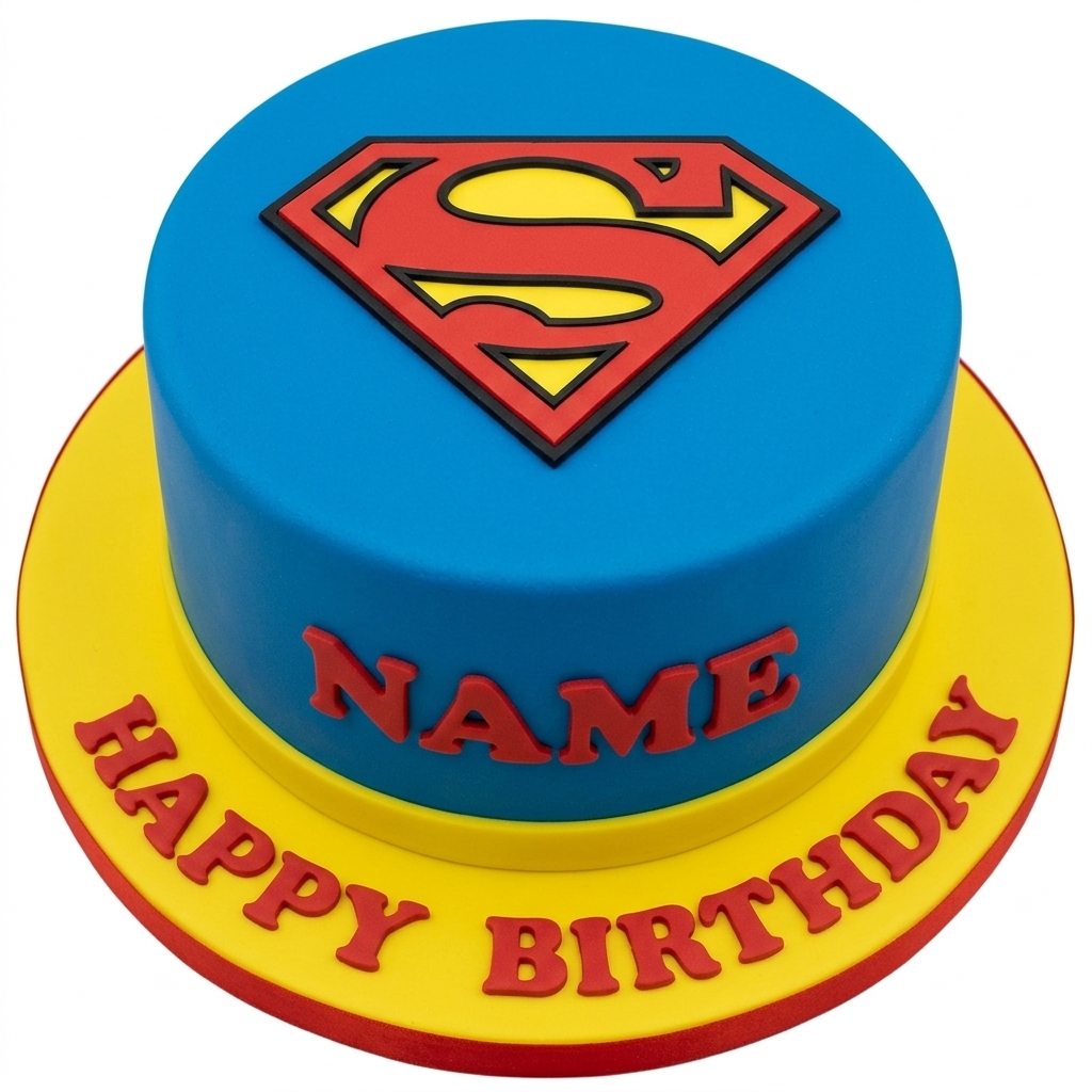 Superman Birthday Cake with Personalised Name