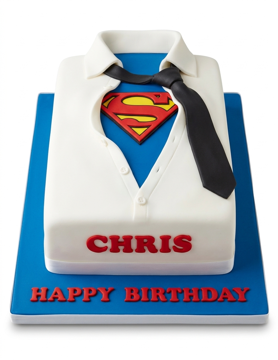 Superman Shirt Birthday Cake