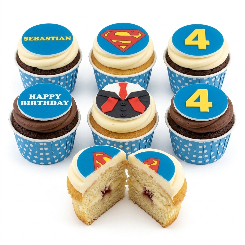 Superman & Suit Theme Birthday Cupcakes