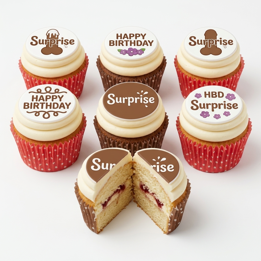 Rude Surprise Birthday Cupcakes