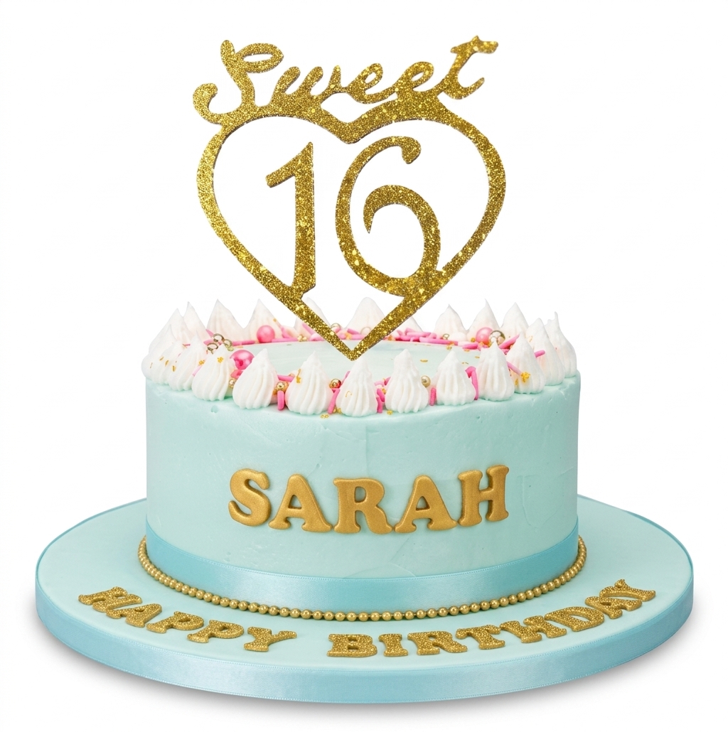 Sweet Sixteen Birthday Cake with Personalised Name
