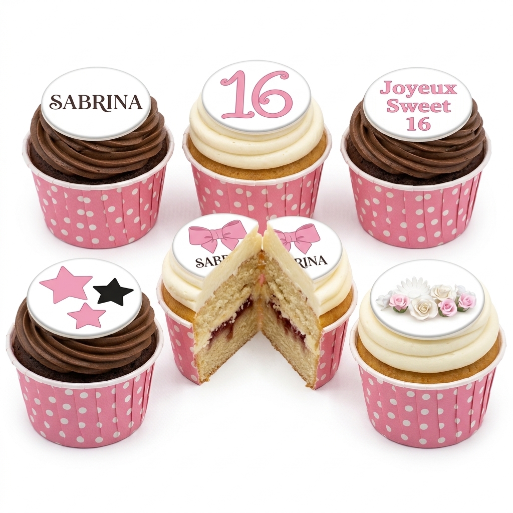 Elegant Birthday Cupcakes for Her with Custom Toppers