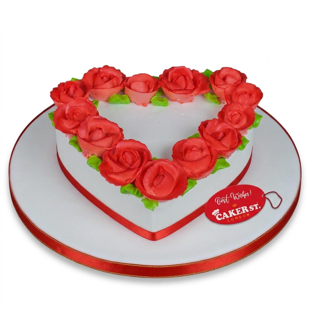 Floral Heart Rose Birthday Cake