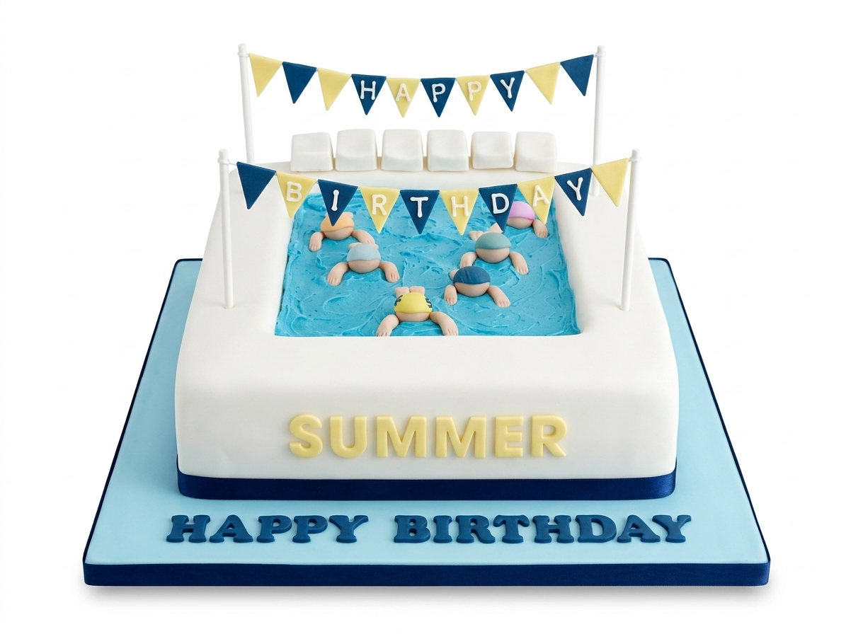 Swimming Pool Birthday Cake with Personalised Name