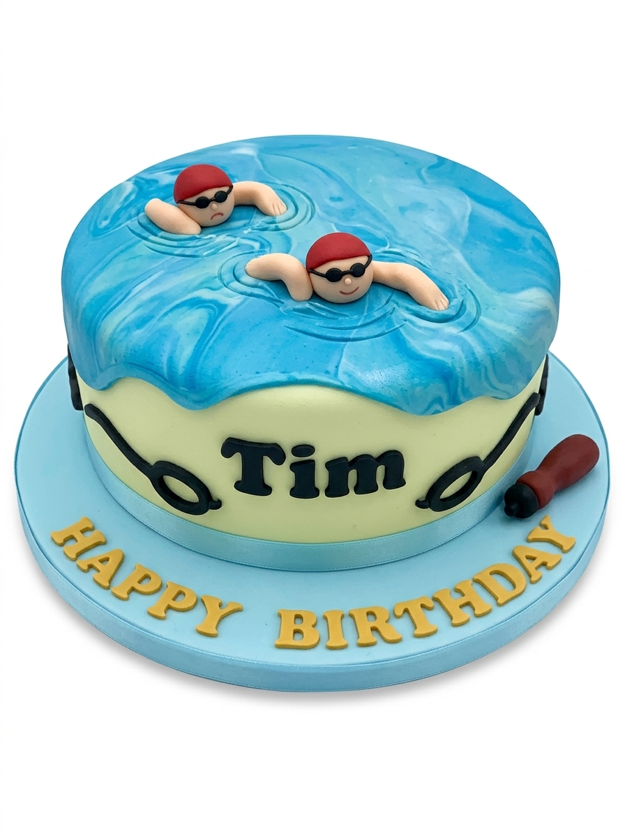 Swimming Pool Theme Birthday Cake