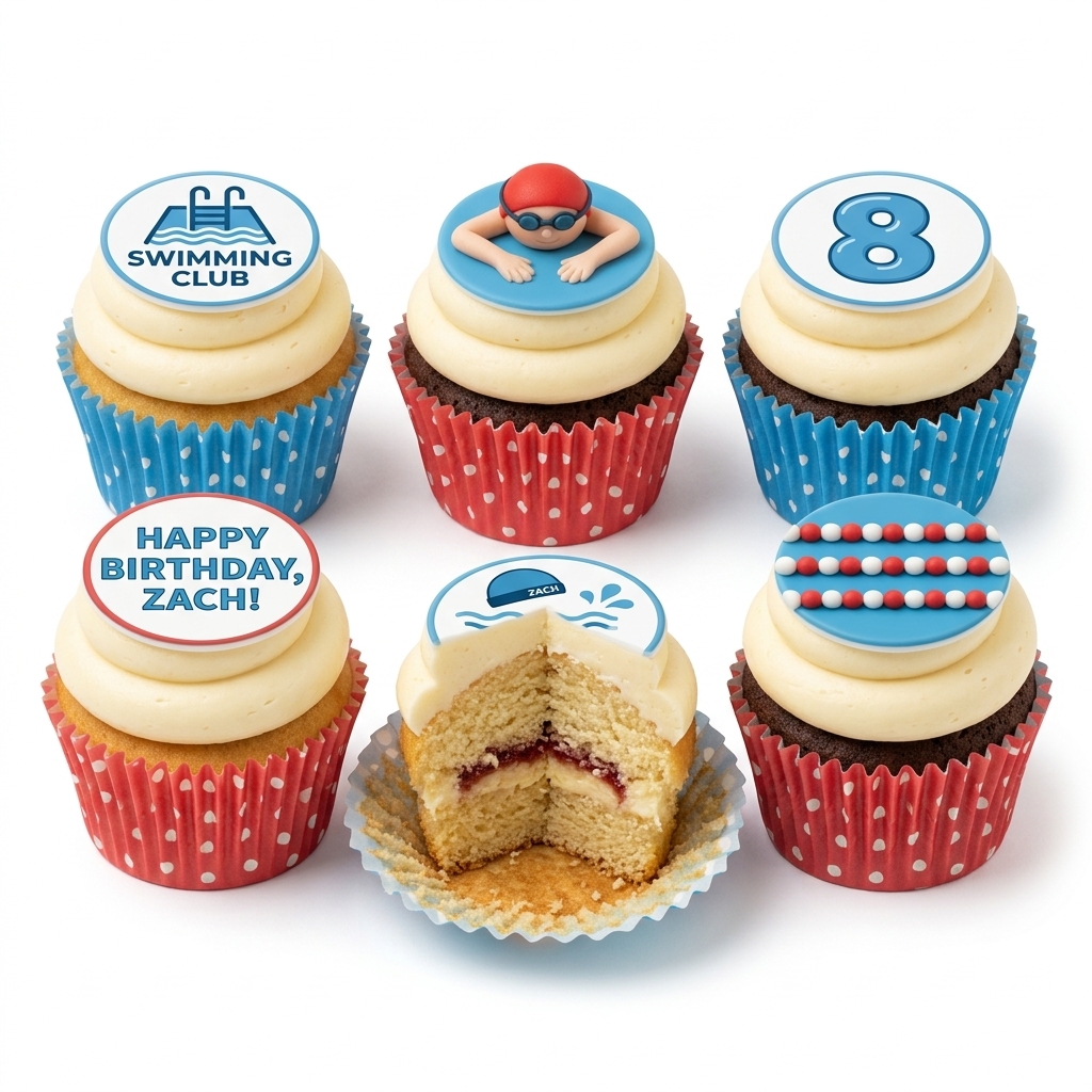 Swimming Theme Birthday Cupcakes