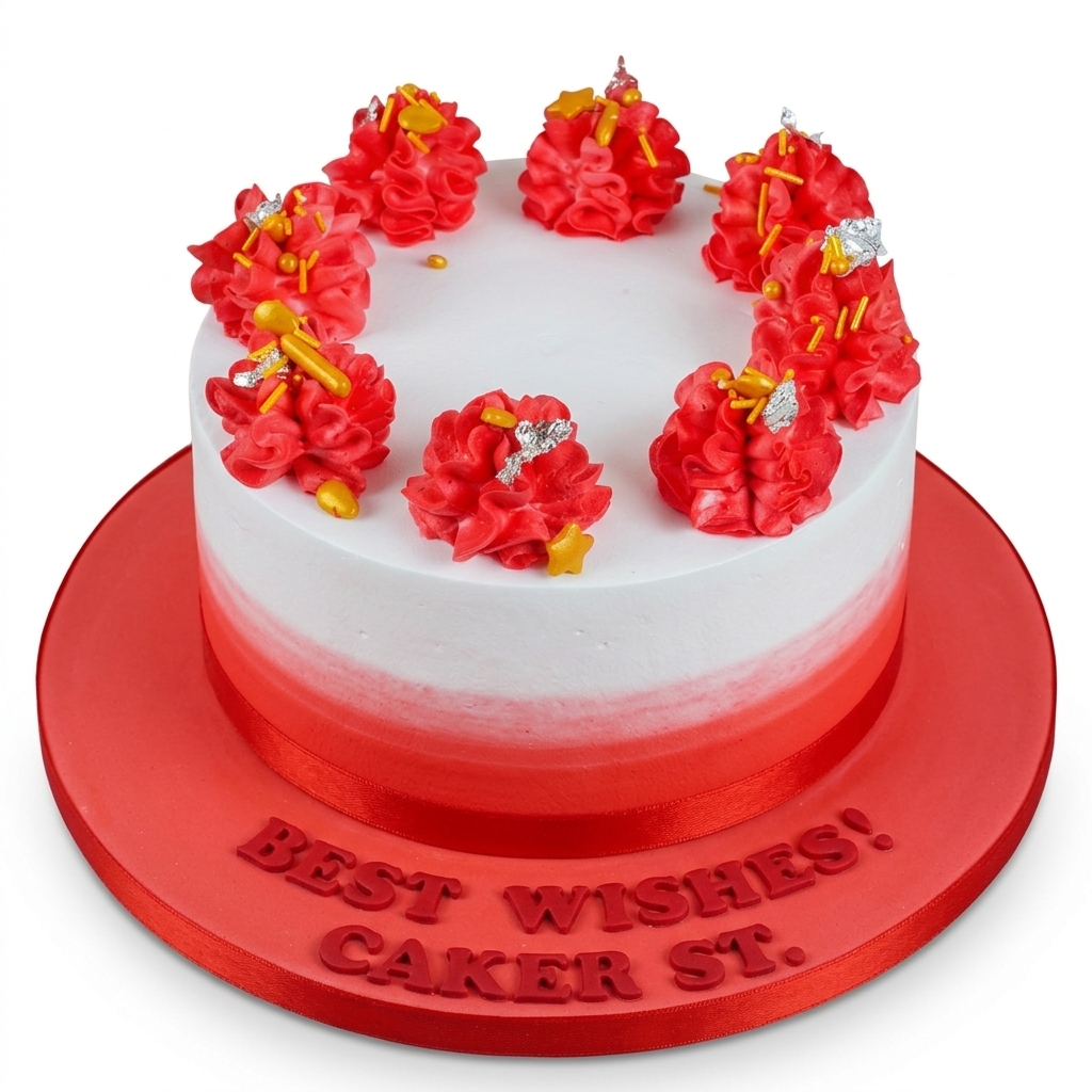 Elegant Red Ombre Floral Birthday Cake