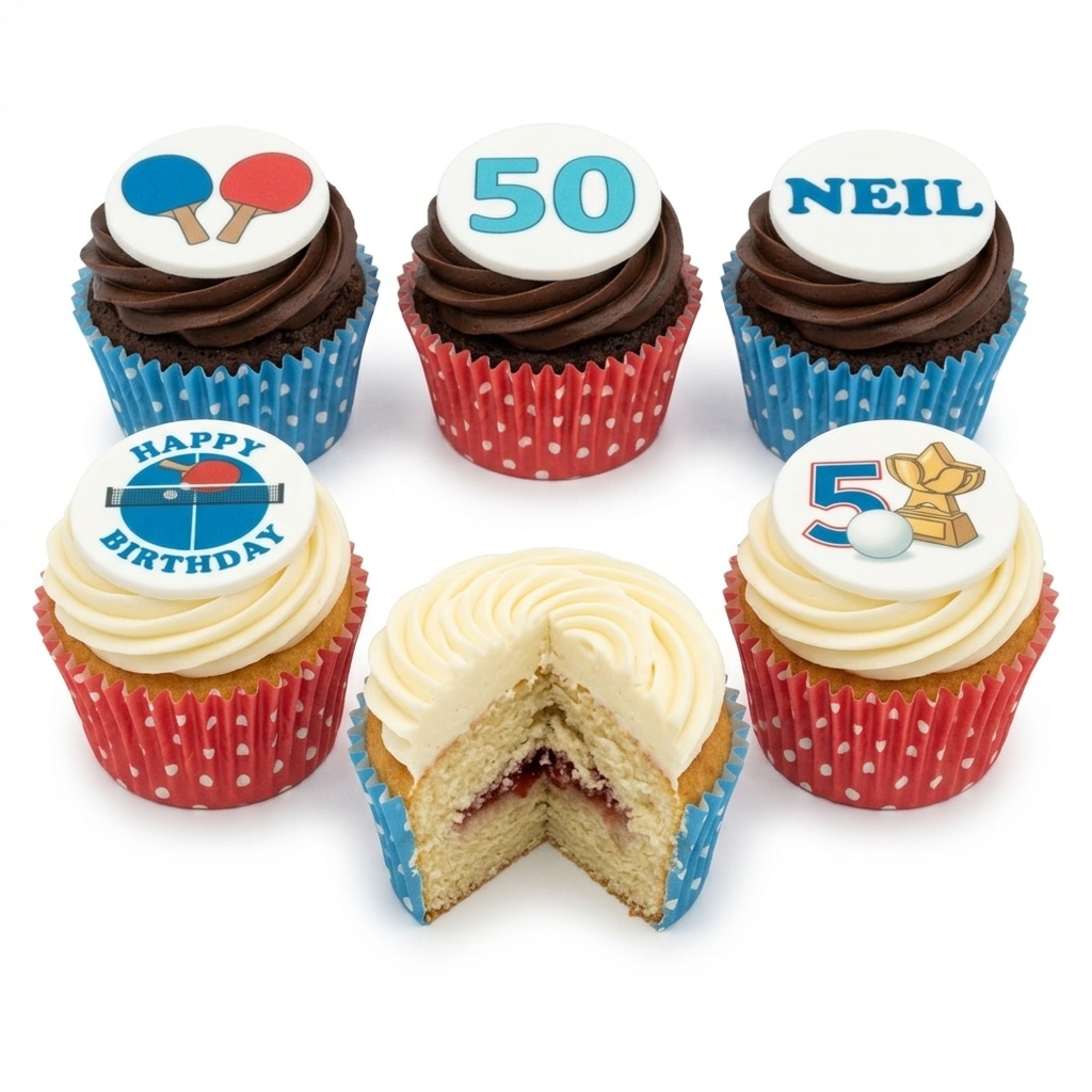 Table Tennis Birthday Cupcakes | Custom Age & Name Options