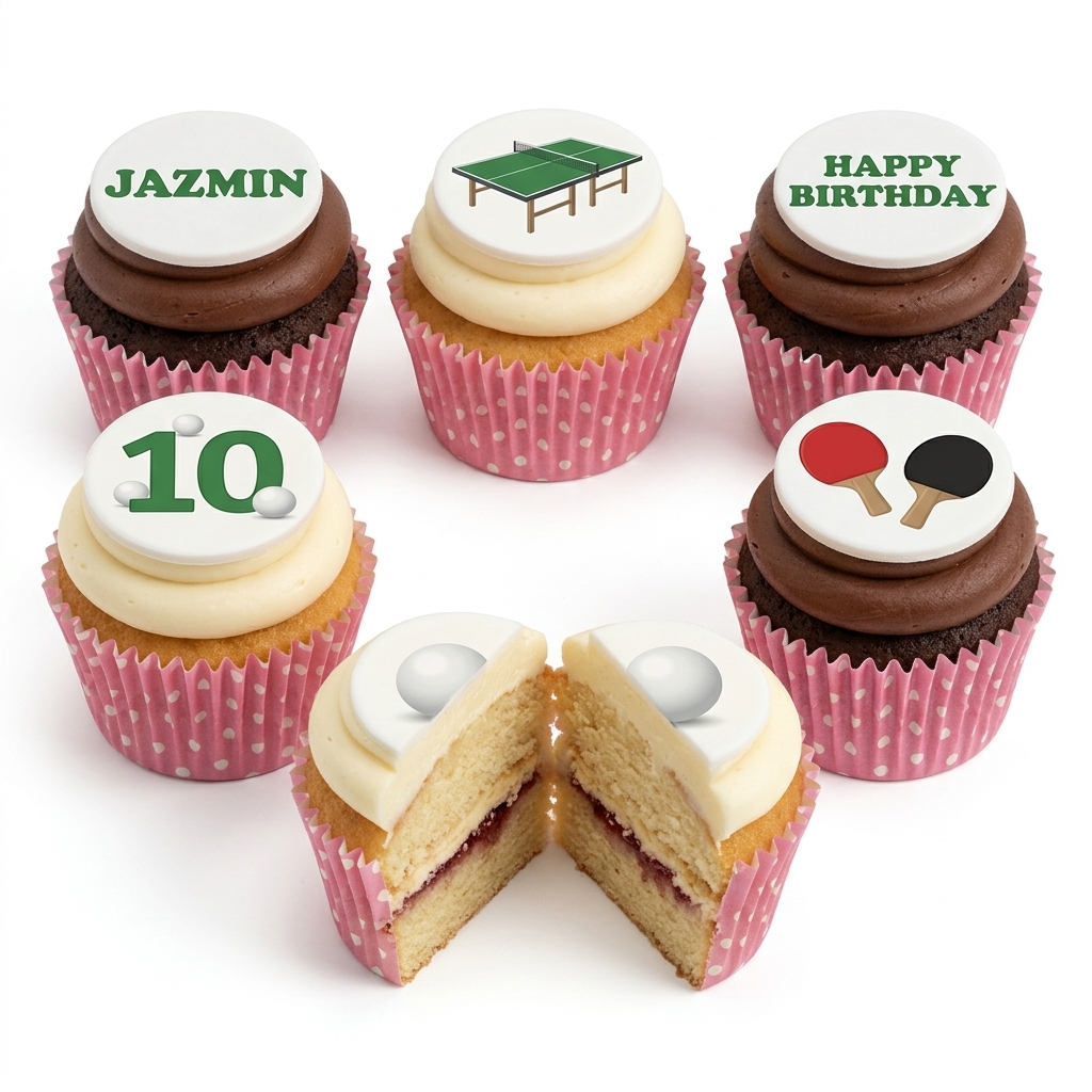 Table Tennis Birthday Cupcakes