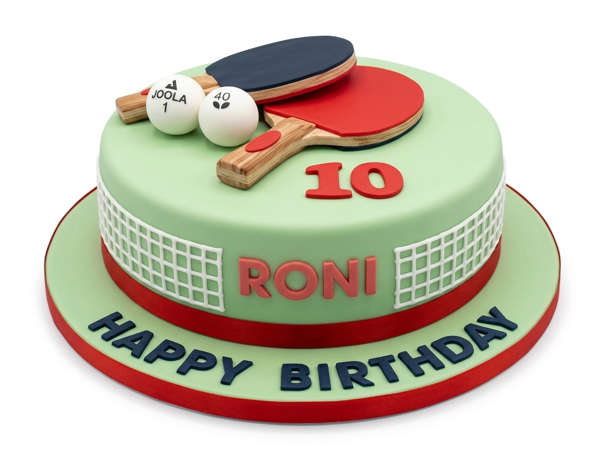Table Tennis Birthday Cake with Custom Age