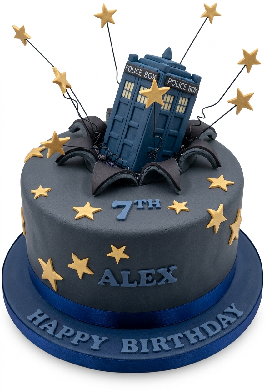 Doctor Who TARDIS Birthday Cake (Custom Age & Name)