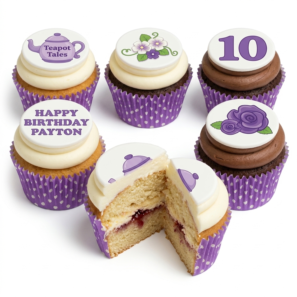 Floral Birthday Cupcakes with Custom Age Toppers