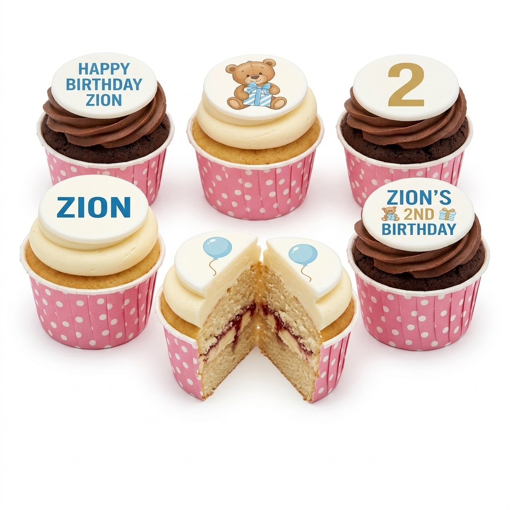 Teddy Bear Birthday Cupcakes with Custom Age