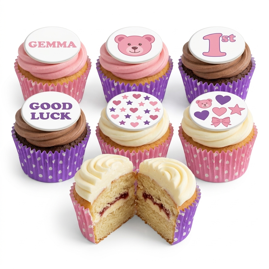 Teddy Bear & Hearts Birthday Cupcakes for Girls