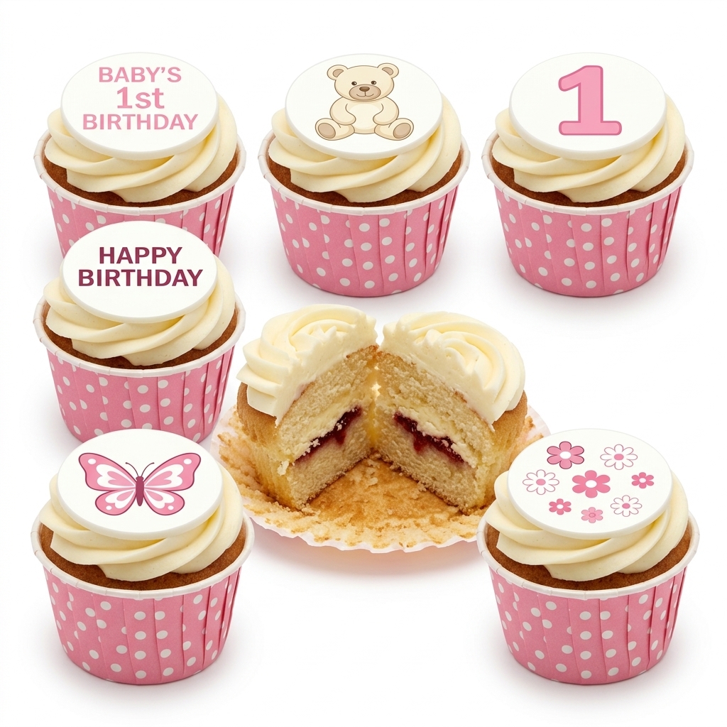 Baby Girl 1st Birthday Cupcakes