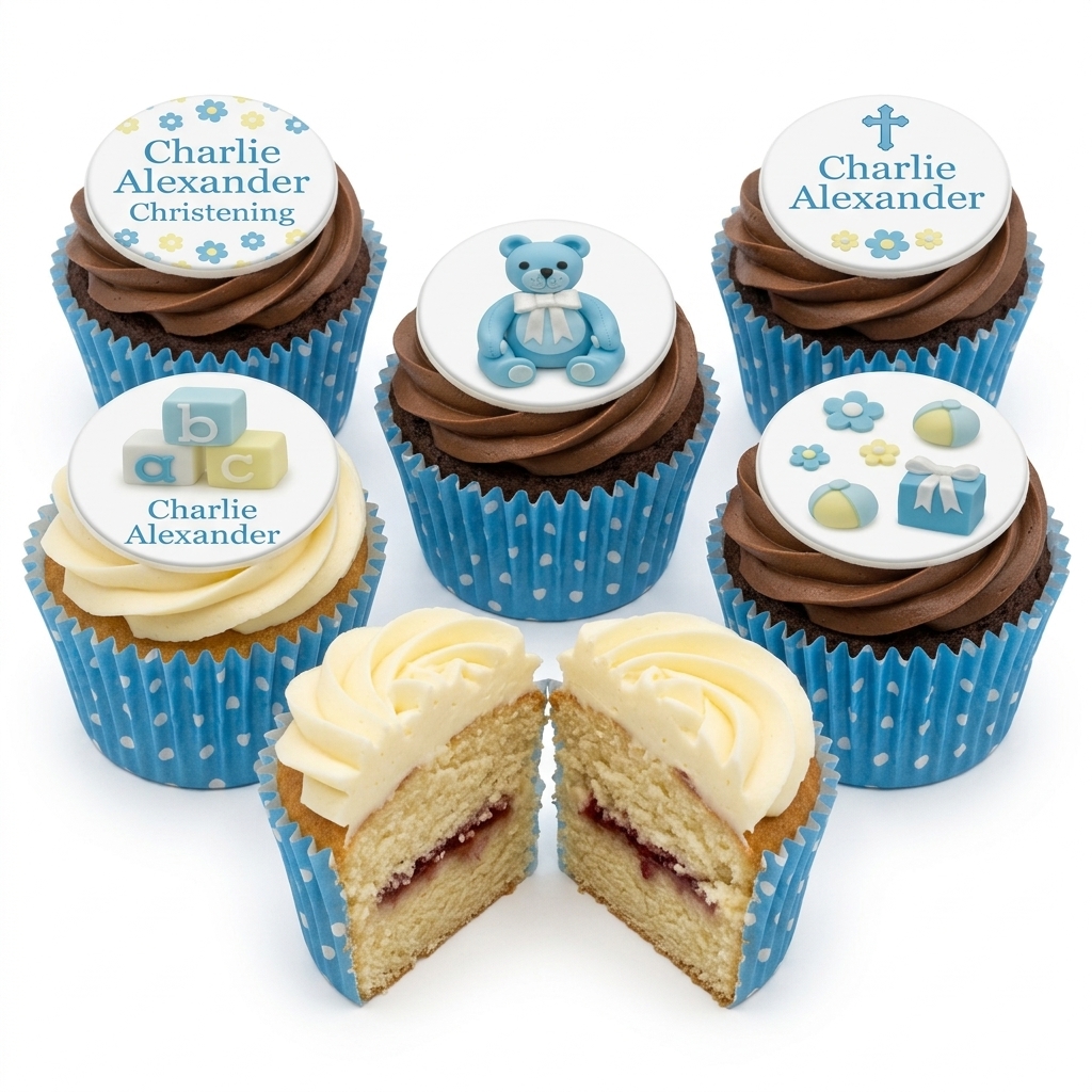 Baby Boy Christening Cupcakes