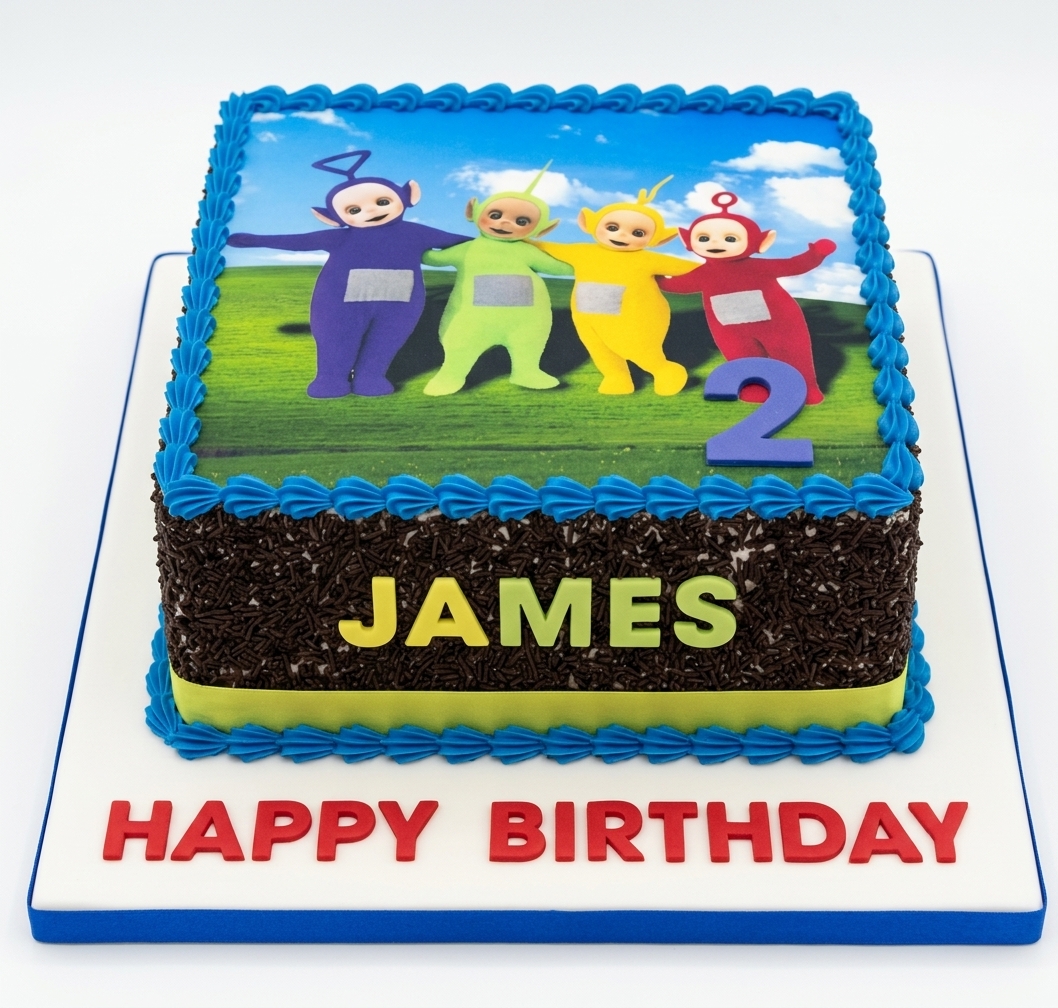 Teletubbies Birthday Cake with Custom Age