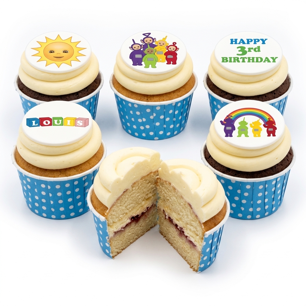 Teletubbies Birthday Cupcakes with Custom Age & Name