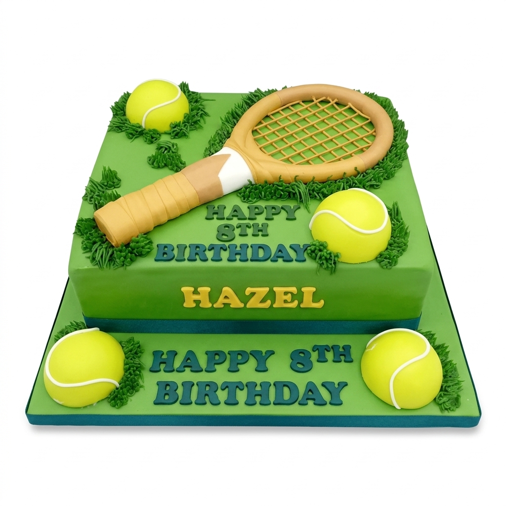 Tennis Theme Birthday Cake with Personalised Name & Age