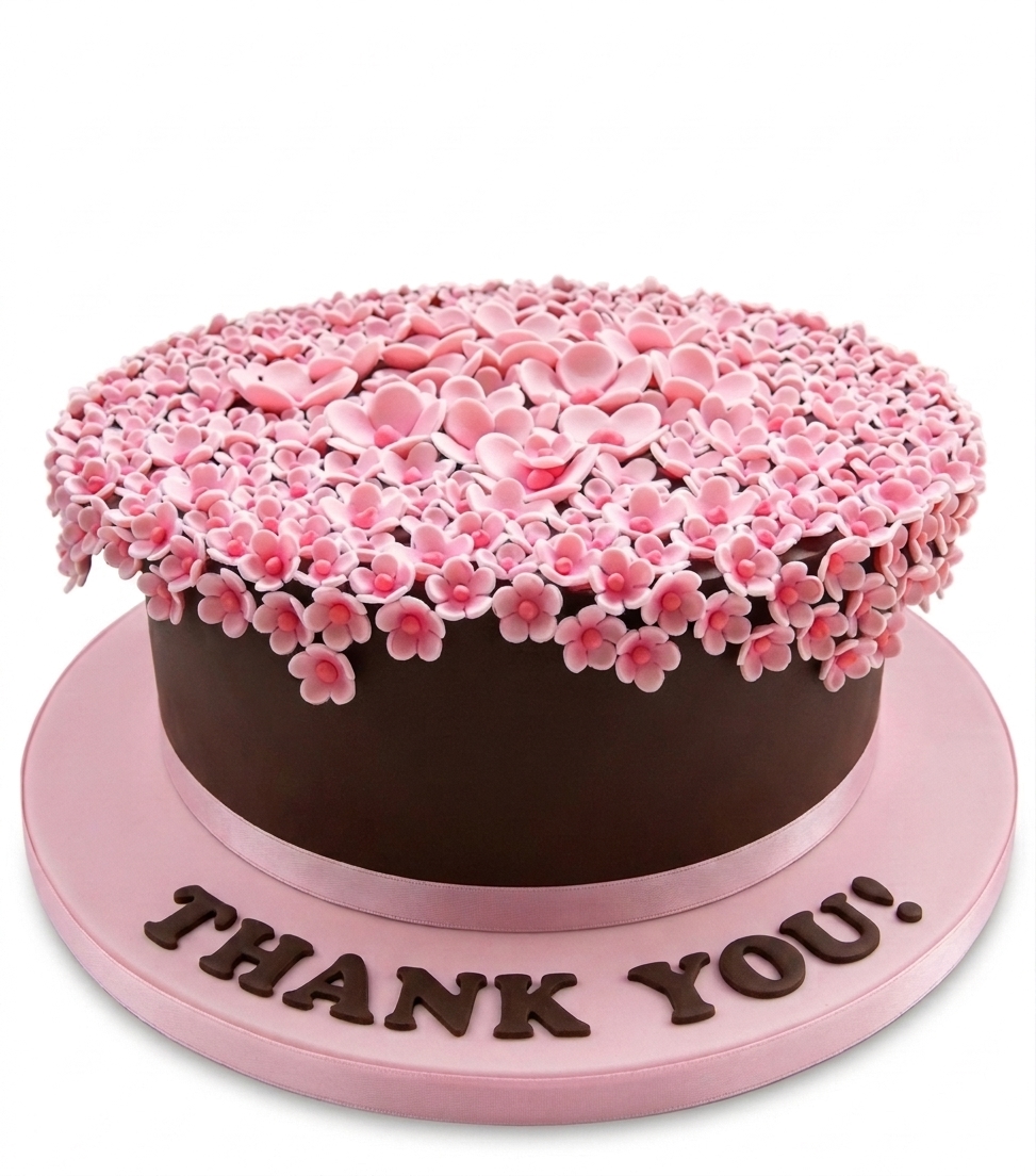 Elegant Pink Blossom Floral Cake