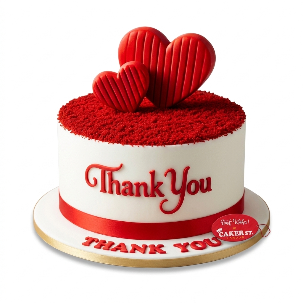 Red Heart Thank You Cake