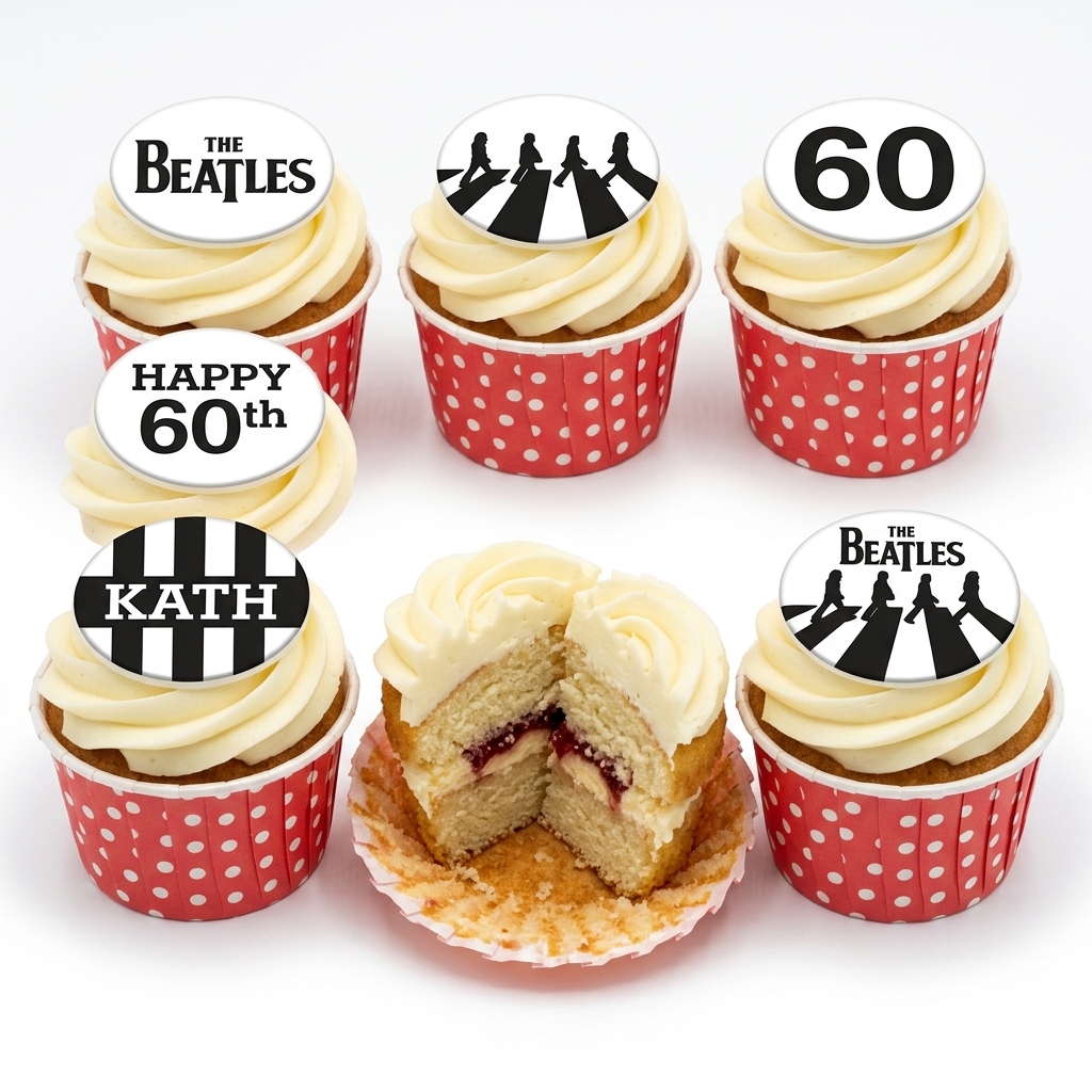 The Beatles Theme Birthday Cupcakes
