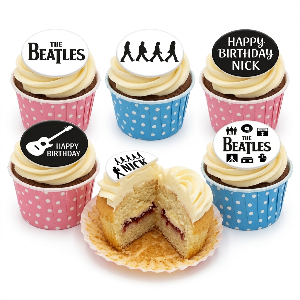 Personalised Beatles Birthday Cupcakes