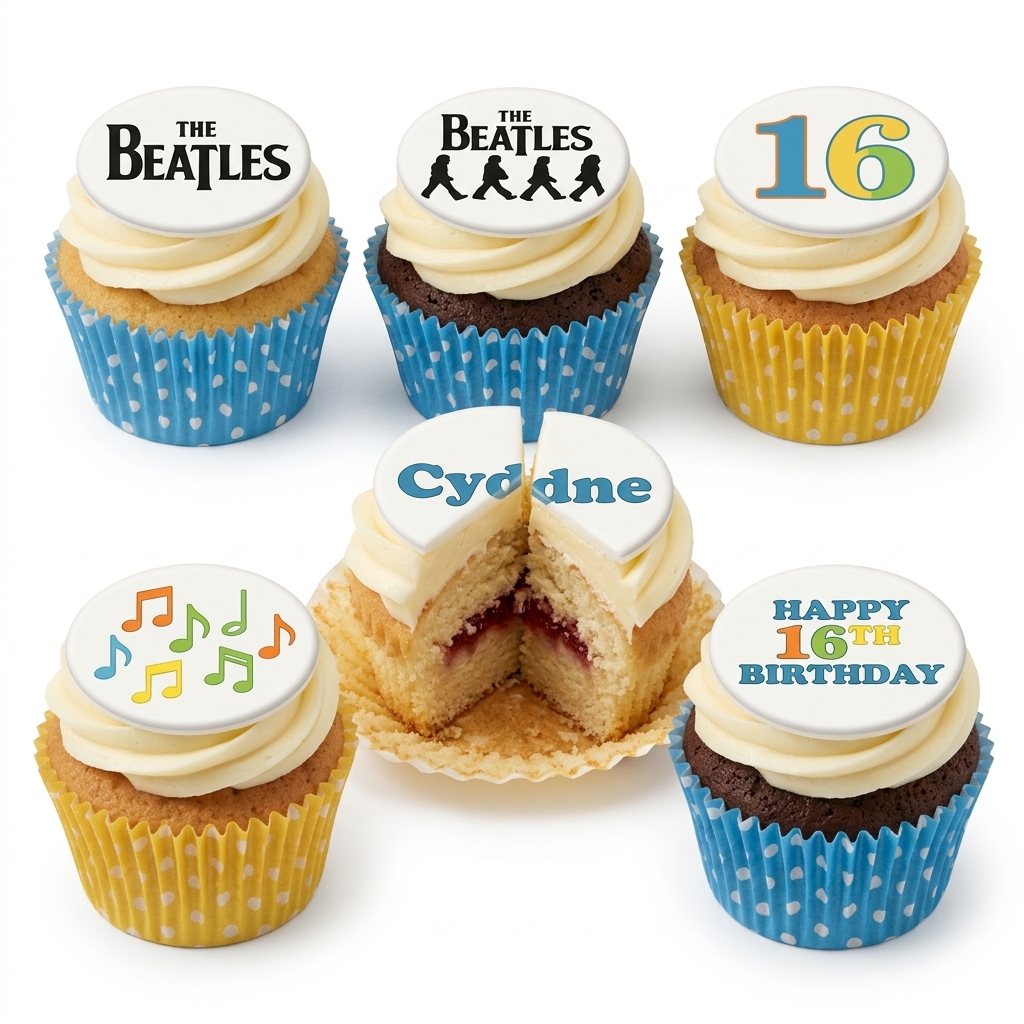The Beatles Theme Birthday Cupcakes