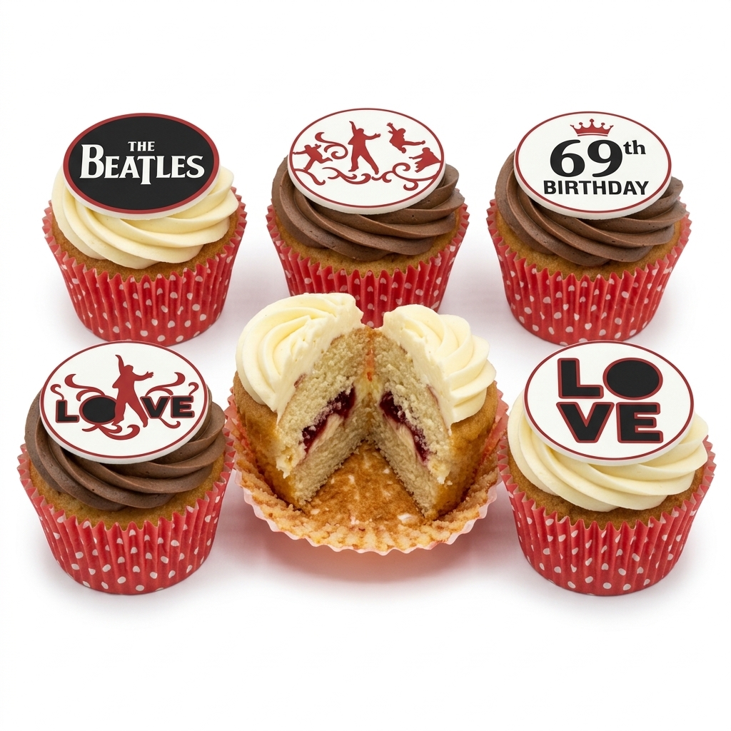 The Beatles Theme Birthday Cupcakes