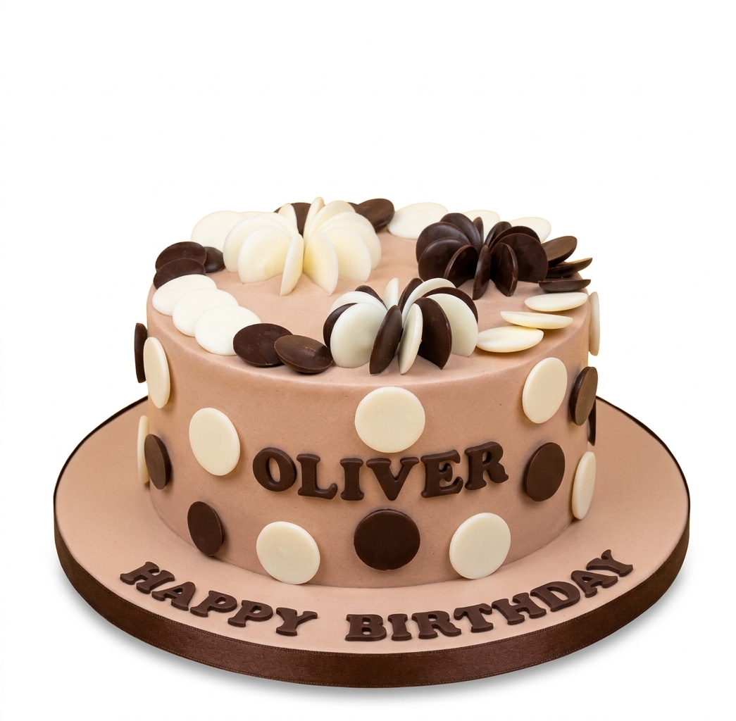 Personalised Chocolate Polka Dot Birthday Cake