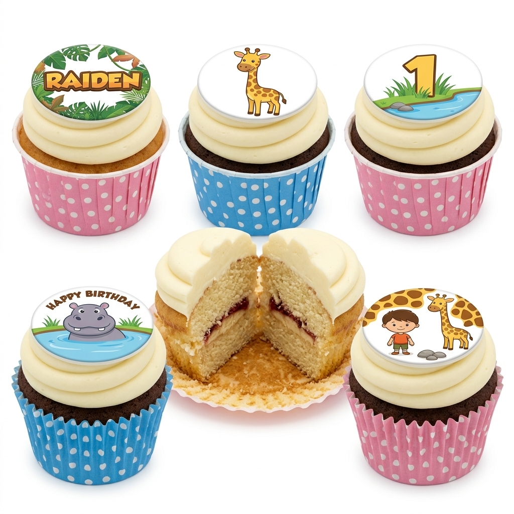 Jungle Animal Birthday Cupcakes for Kids