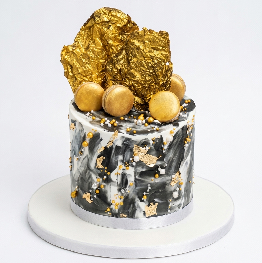 Gold Marble Birthday Cake