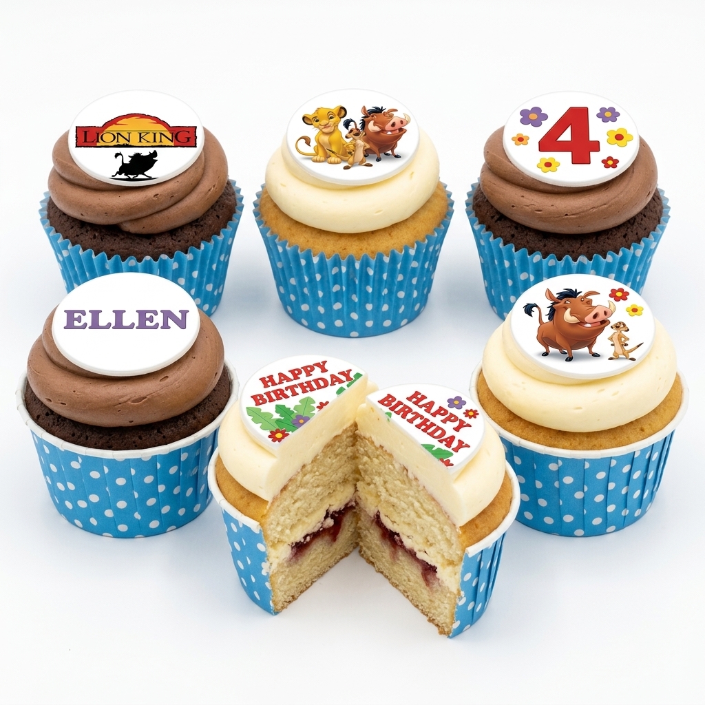 Lion King Birthday Cupcakes with Custom Toppers