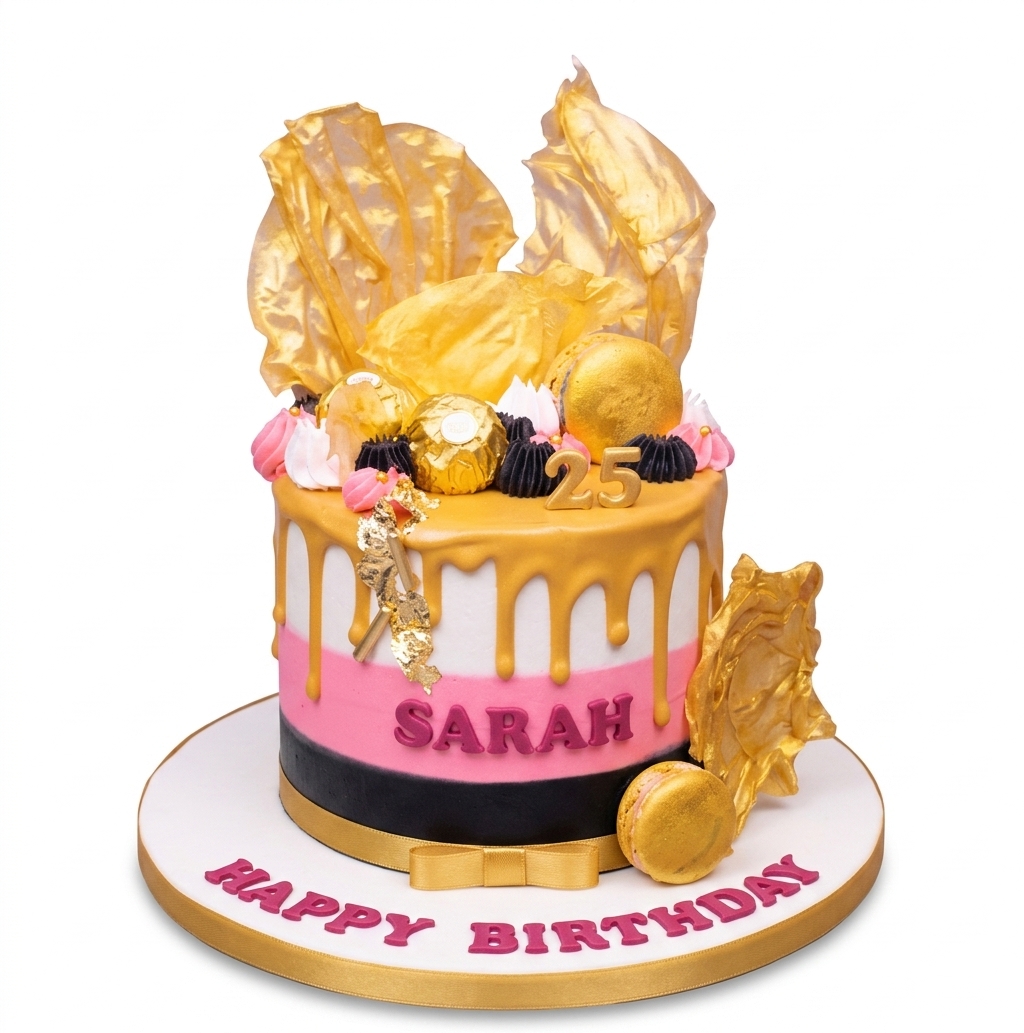 Glamorous Gold Drip Birthday Cake for Her