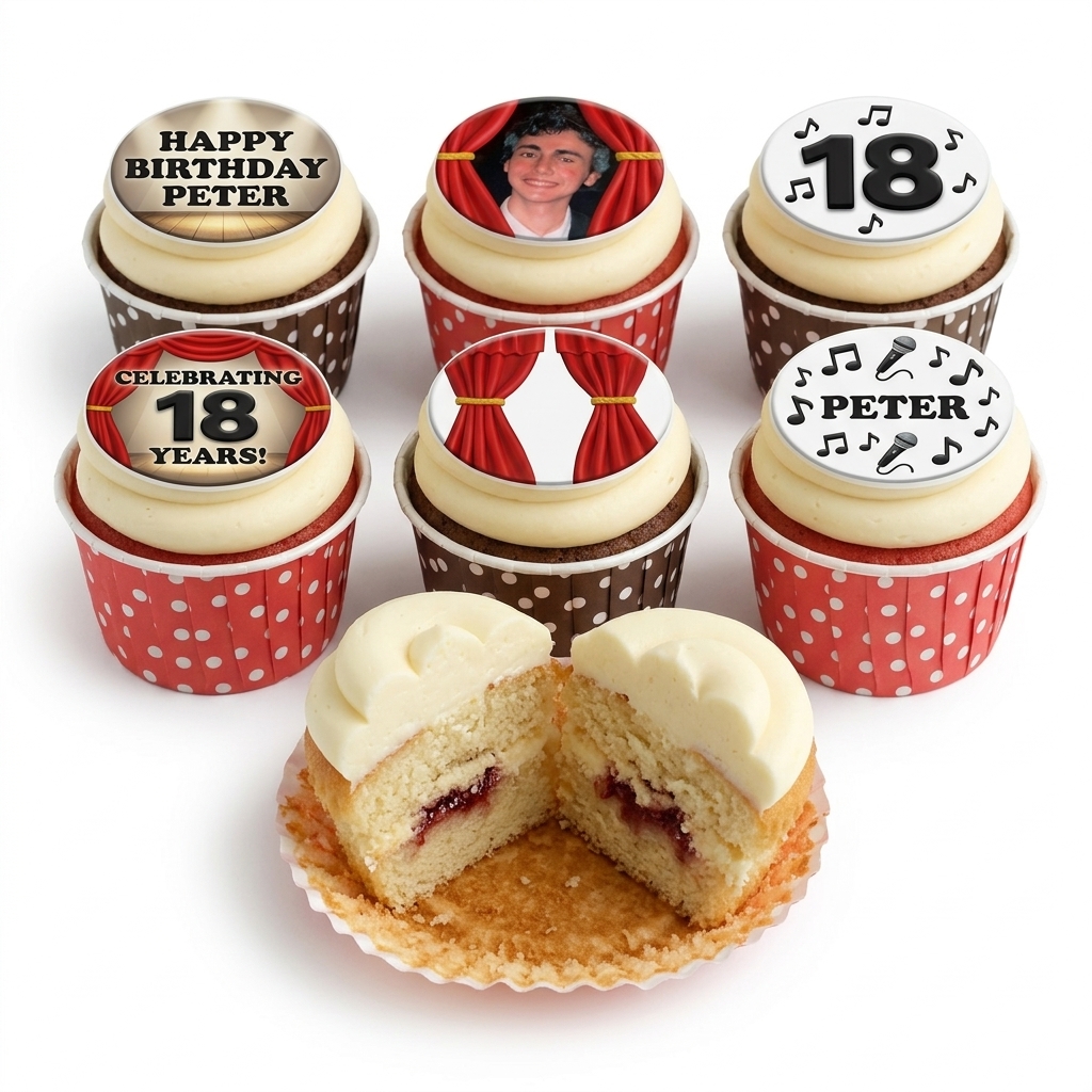 Theatre Theme Birthday Cupcakes for Him with Custom Age