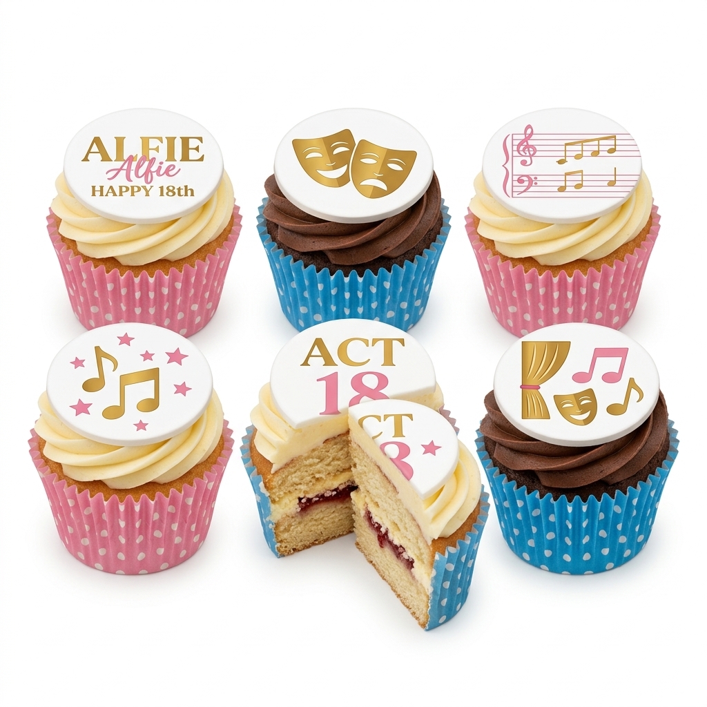 Theatre & Music Birthday Cupcakes with Custom Age Toppers