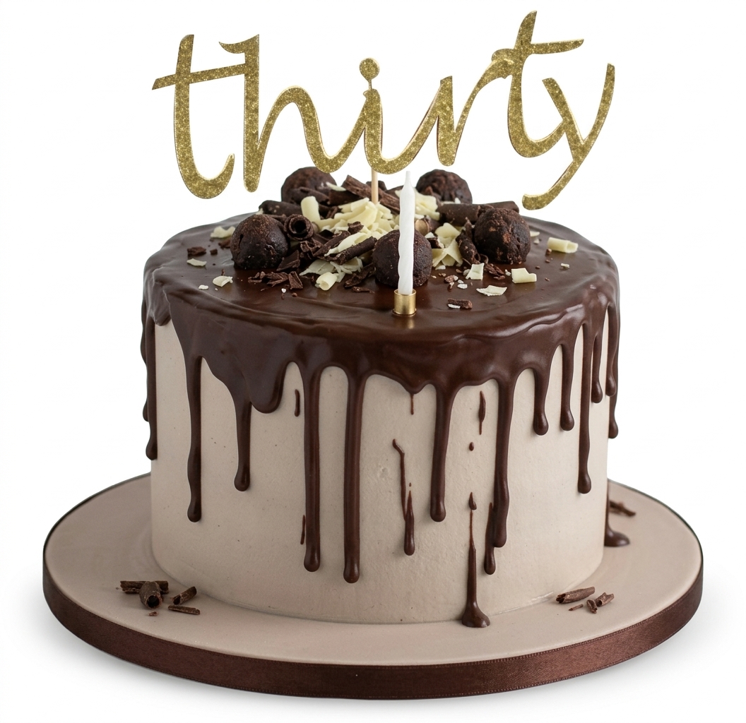 Chocolate Drip Birthday Cake with Custom Age Topper