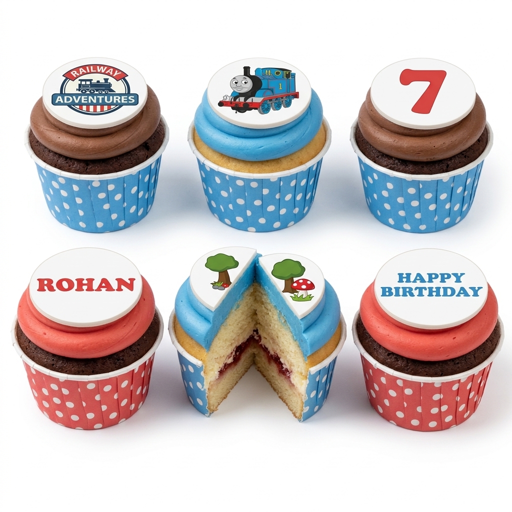 Thomas The Tank Engine Birthday Cupcakes with Custom Age