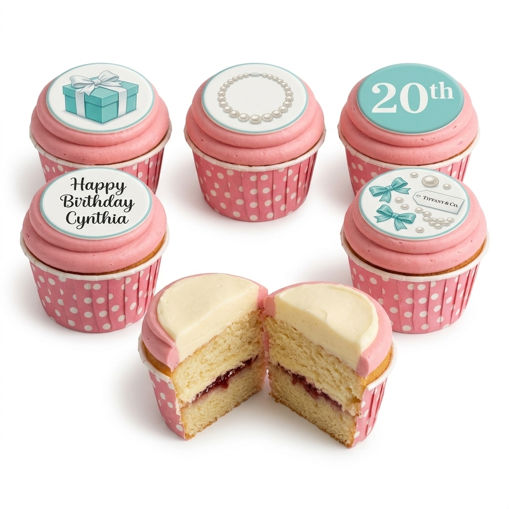 Elegant Birthday Cupcakes for Her with Custom Age Topper