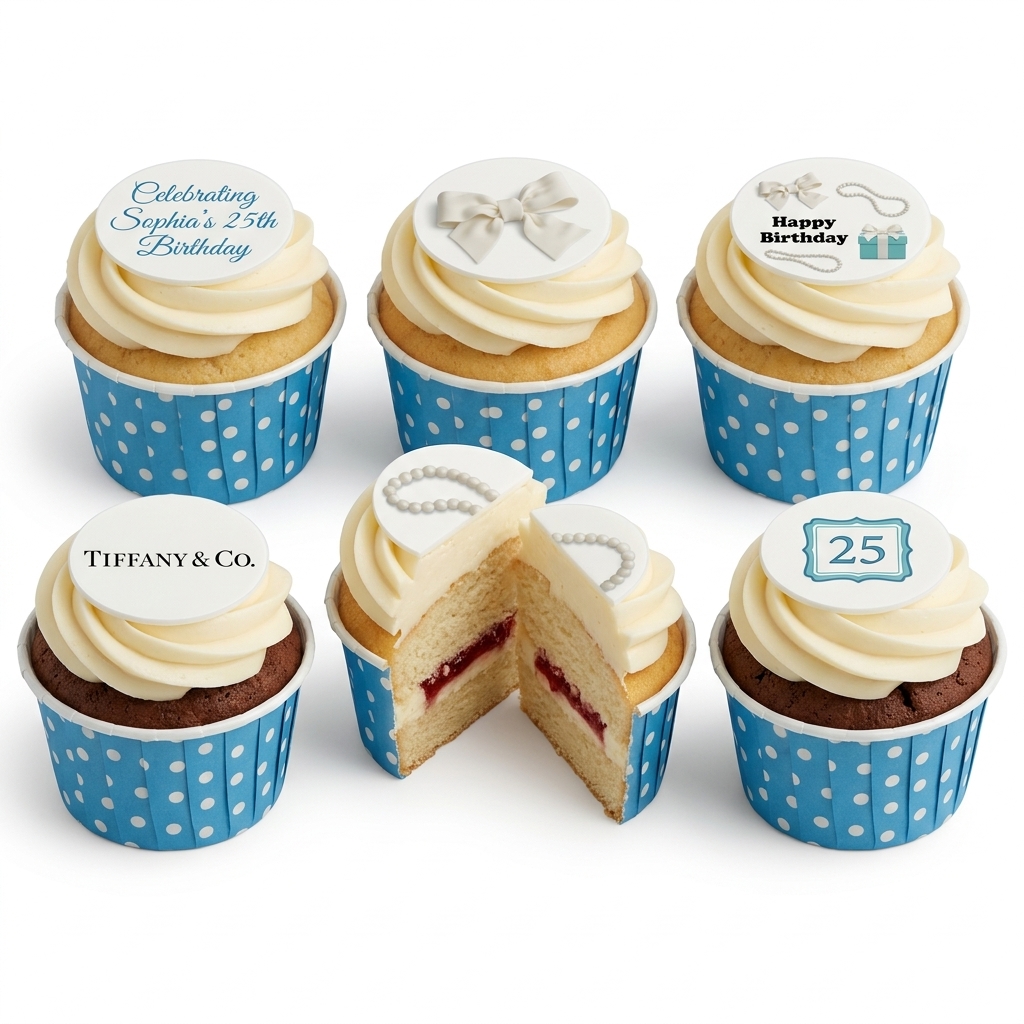 Elegant Ladies Birthday Cupcakes with Custom Age Topper