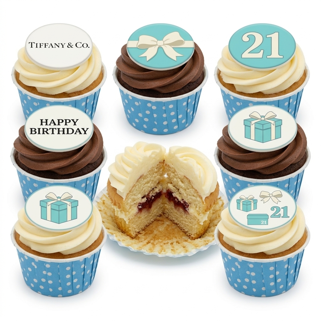 Tiffany Inspired Birthday Cupcakes with Custom Age