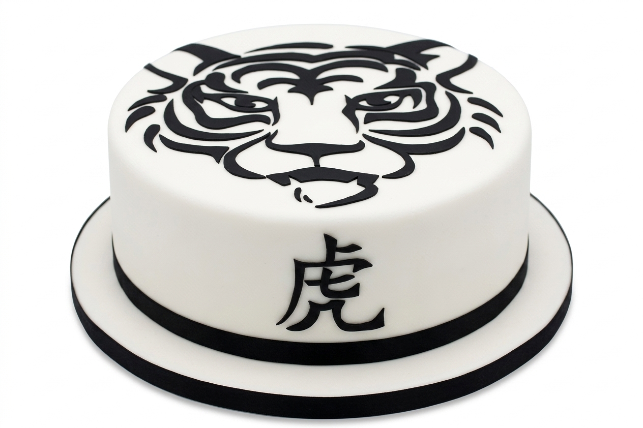 Striking Tiger Face Birthday Cake
