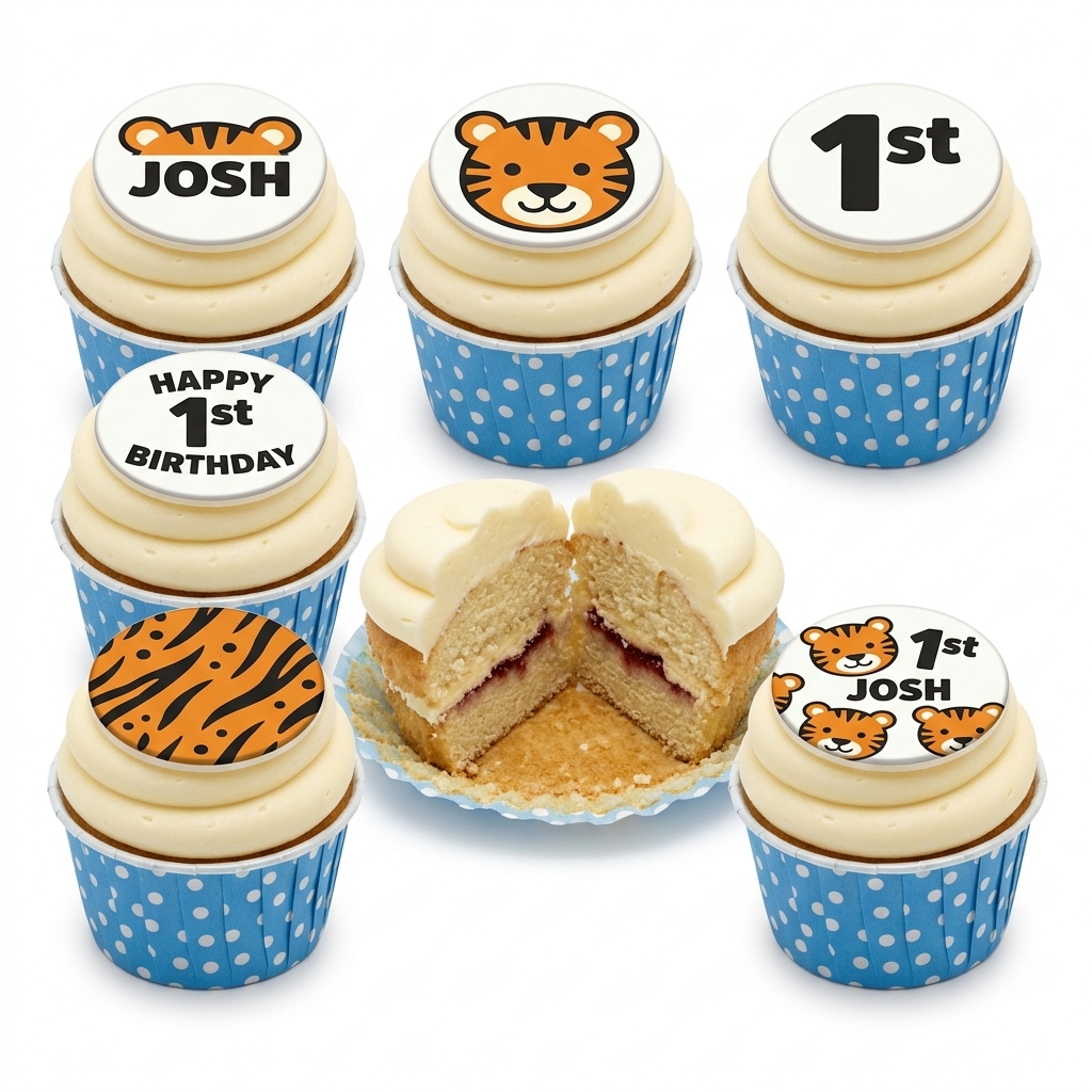 Tiger Theme Kids Birthday Cupcakes