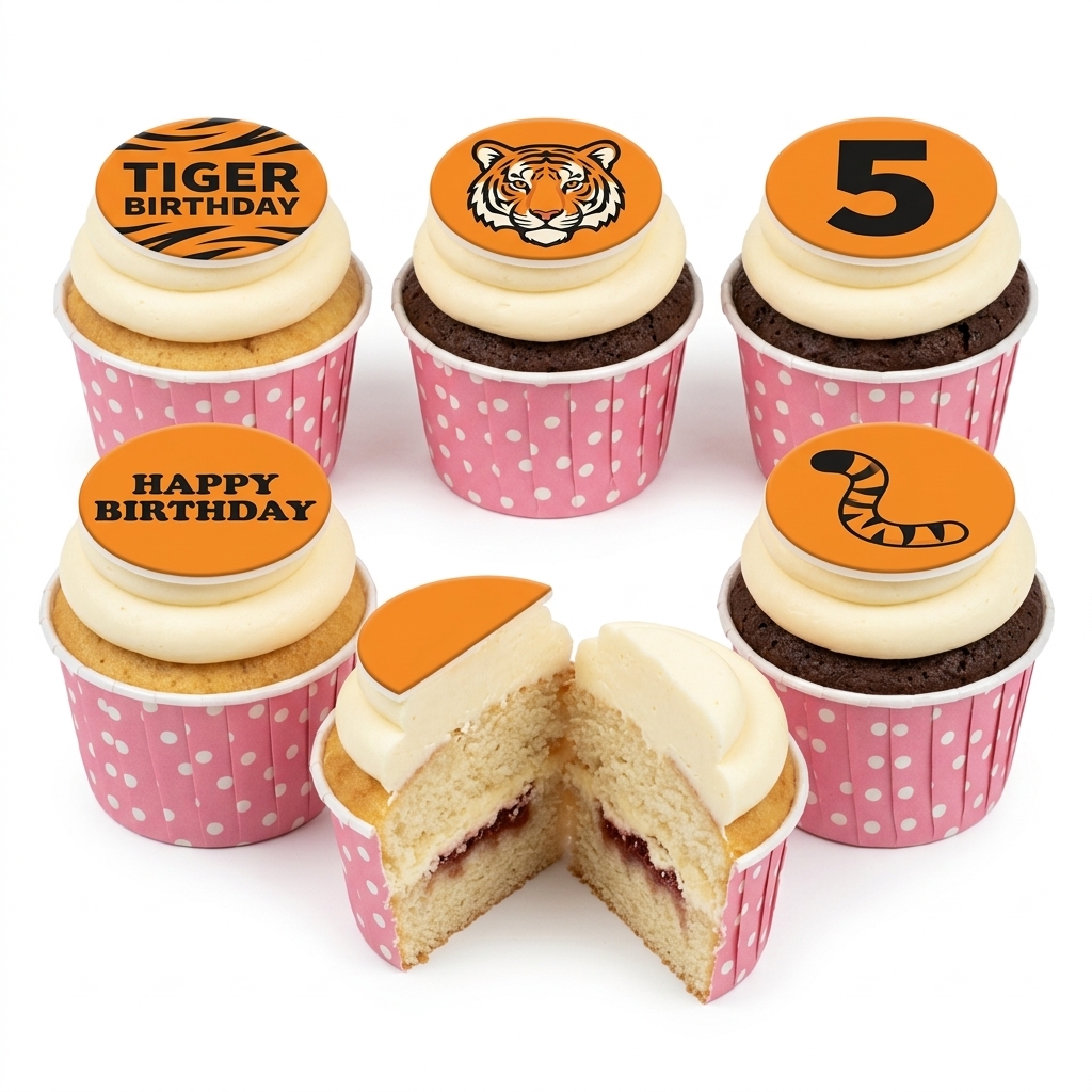 Tiger Theme Birthday Cupcakes