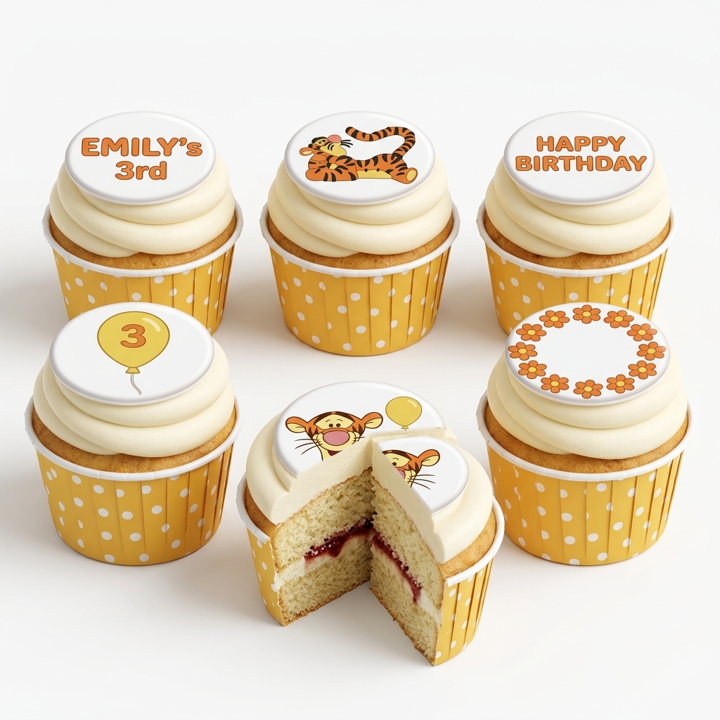 Tigger Birthday Cupcakes with Custom Age Toppers